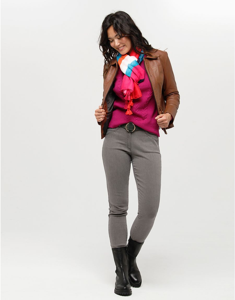Pull doux prune torsades