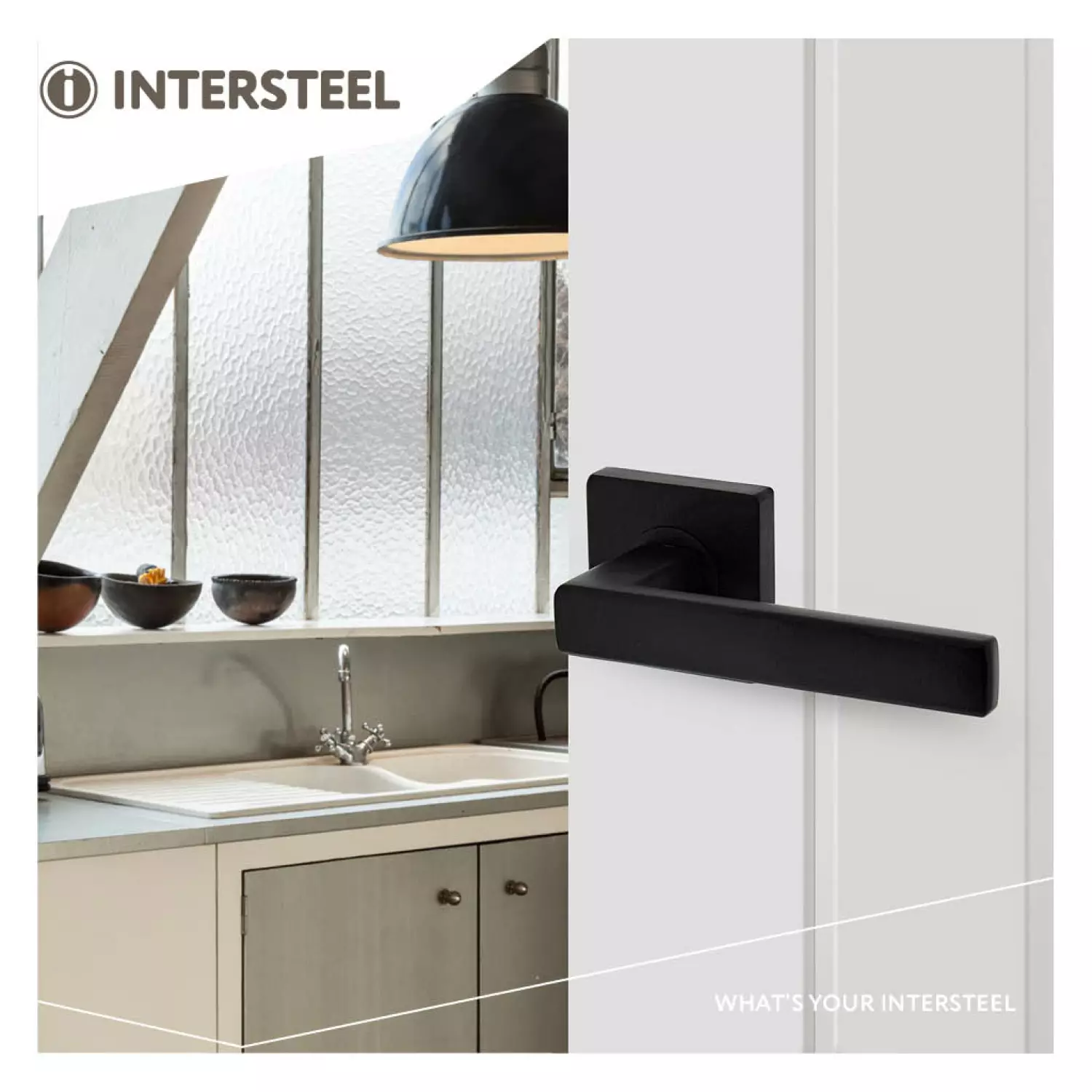 Intersteel 23.171.302 Deurklink Hera op vierkant rozet - Mat zwart