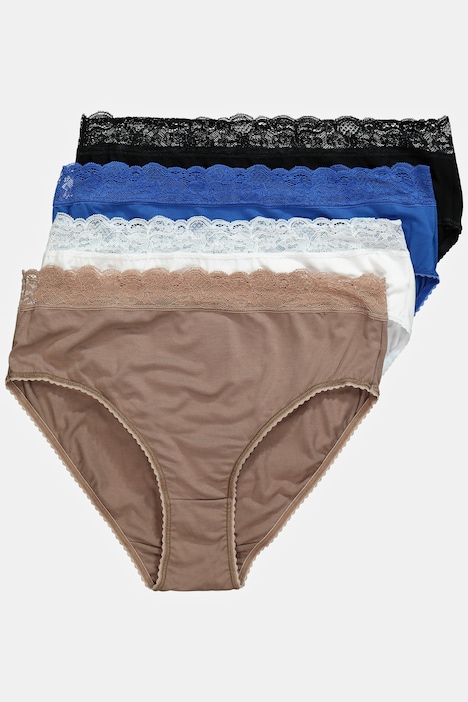Midislips, 4er-Pack, Spitzenbund