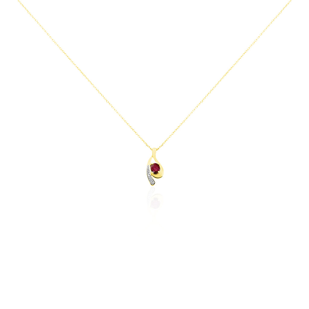 Collier Sagesse Or Jaune Rubis Et Diamant