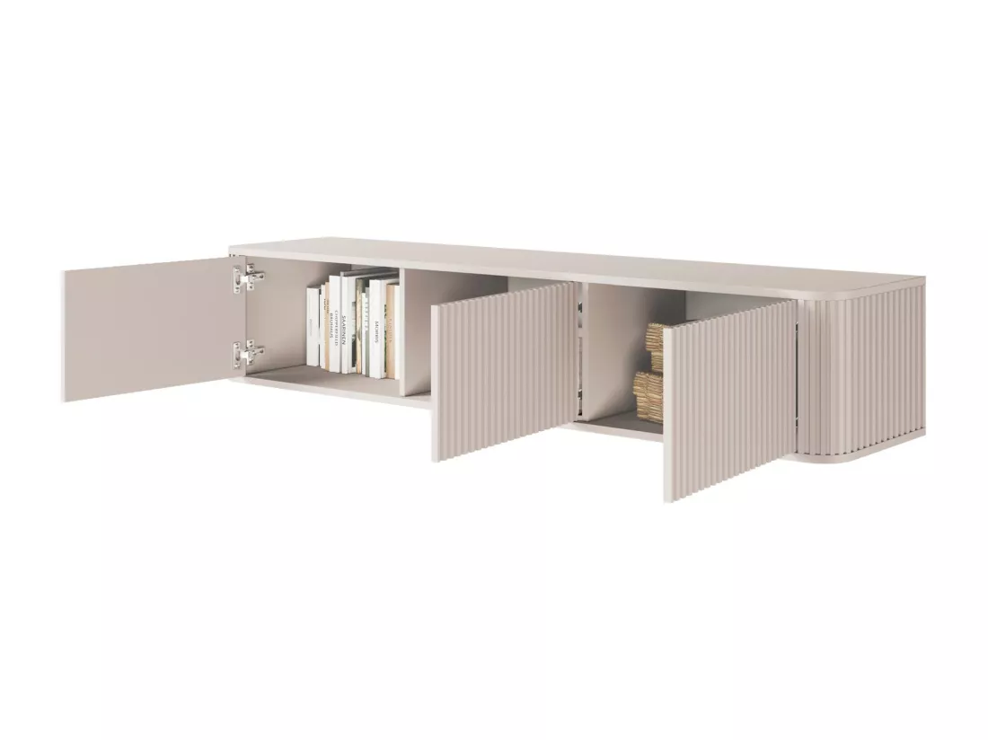 Meuble TV 3 portes -suspendu - 163 cm - greige - OVARLO