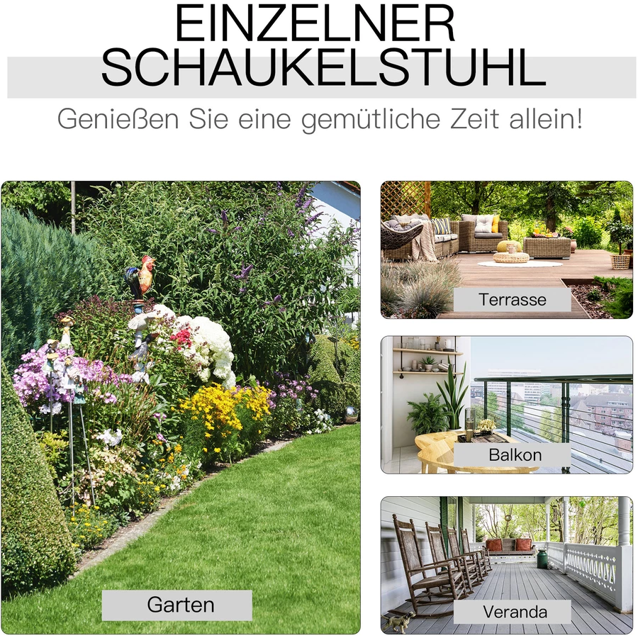 Outsunny Schaukelstuhl mit Armlehne schwarz