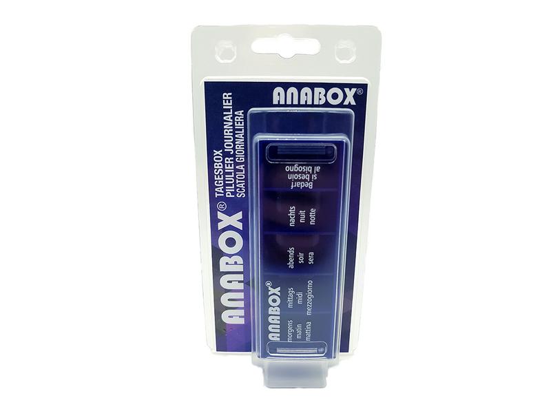 Anabox Tagespillenspender Medidispenser blau 5 Fächer DE/FR Medikamentenbox