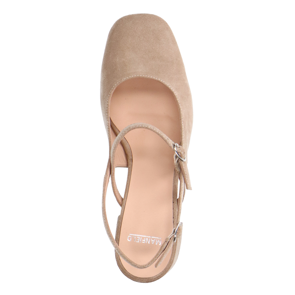 Beige suède slingbacks