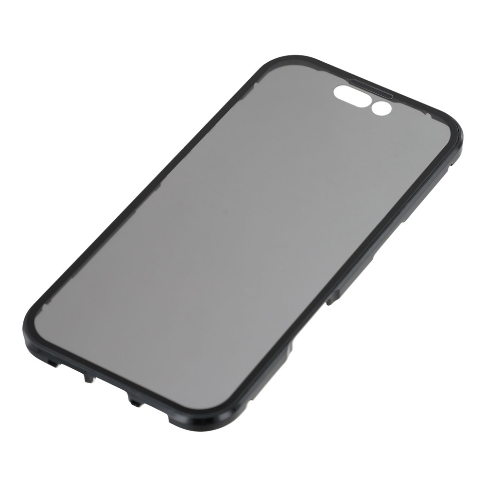iPhone 17 Pro Magnetische Alu Schutzhülle mit Panzer Glas Backcover   Privacy Displayschutz (Magnet-Technologie) - Schwarz