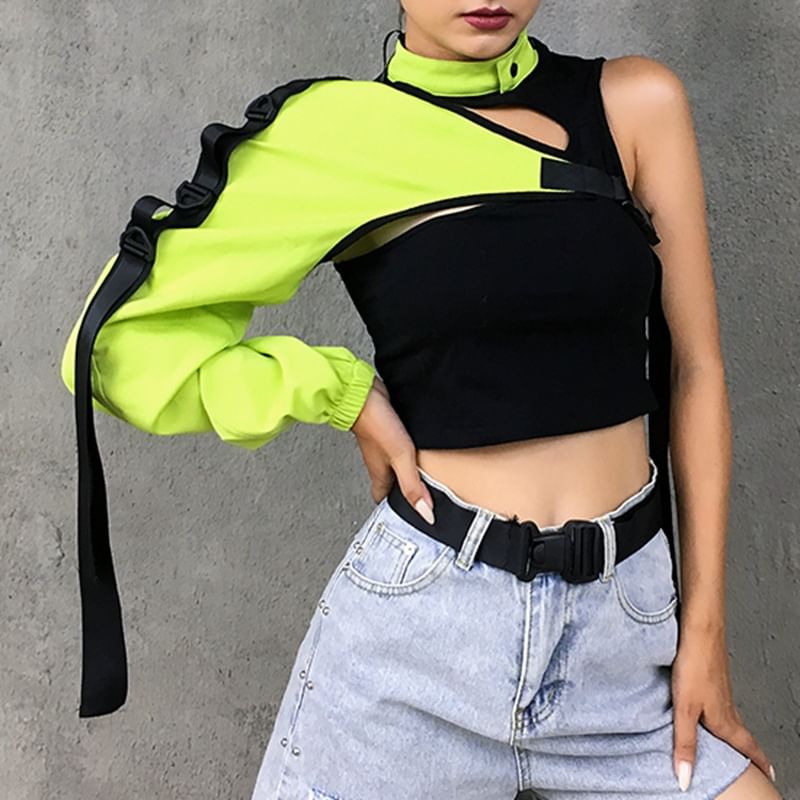 BrickBlack - Reflecterende bolero met lange mouwen en één schouder