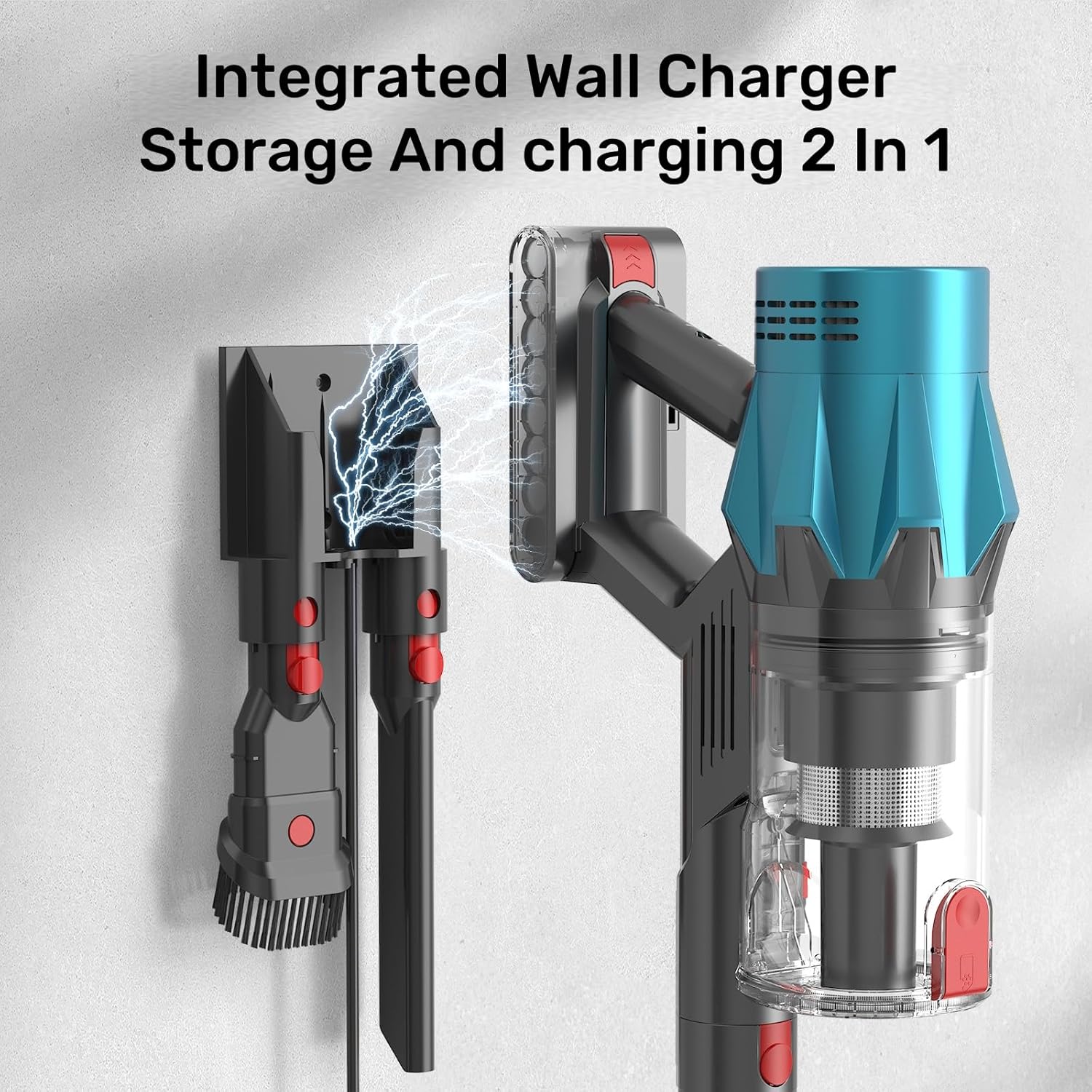Ultra-starker Akku-Staubsauger mit automatischer Stauberkennung/Bis zu 40 Minuten Laufzeit/Beutelloser Staubsauger für Teppiche, Hartböden & Tierhaare Blau -550W