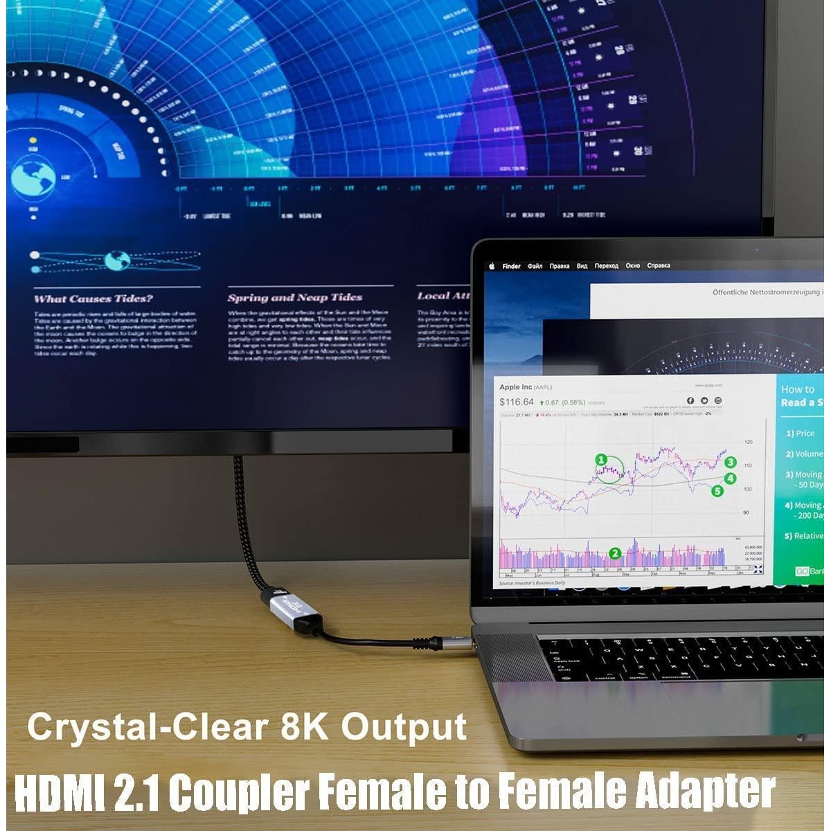 NÖRDIC HDMI 2.1 8K Hunn til kvinnelig kabelforlenger HDMI kjønnsveksler