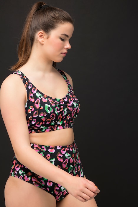 Bikini-Top, Softcups, Color-Leo, Raffung