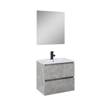 Atlantic Badmeubelset Heon met Spiegel en Witte Wastafel 60 cm Beton