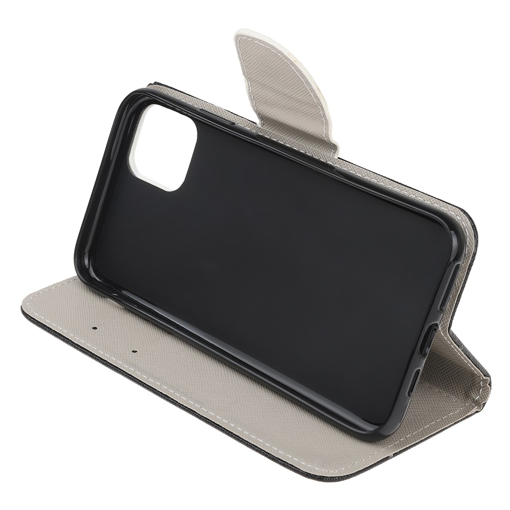 iPhone 13 Pro Leder Tasche mit Kartenfach Schmetterling - Blau