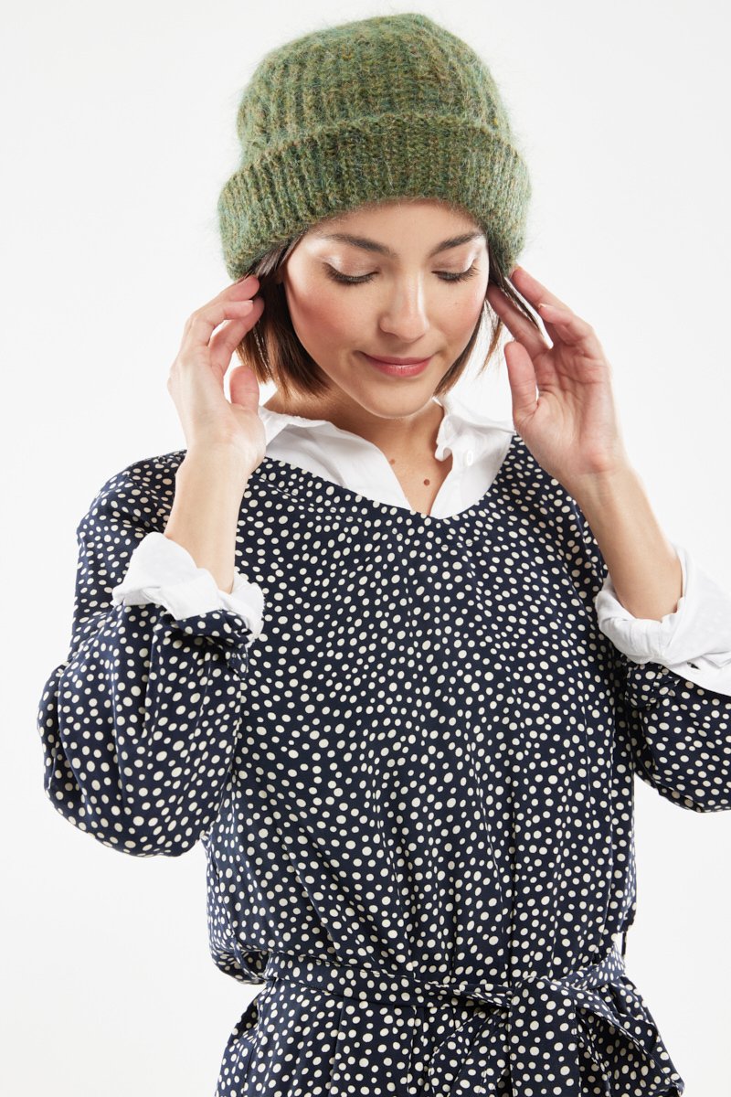 Robe ceinturée à pois - cupro