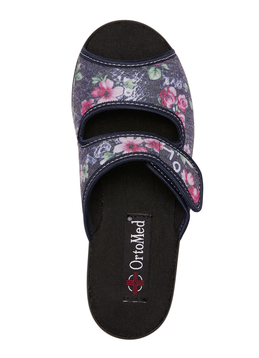 Zweierpack Pantoffeln aus floral bedrucktem Textilmaterial