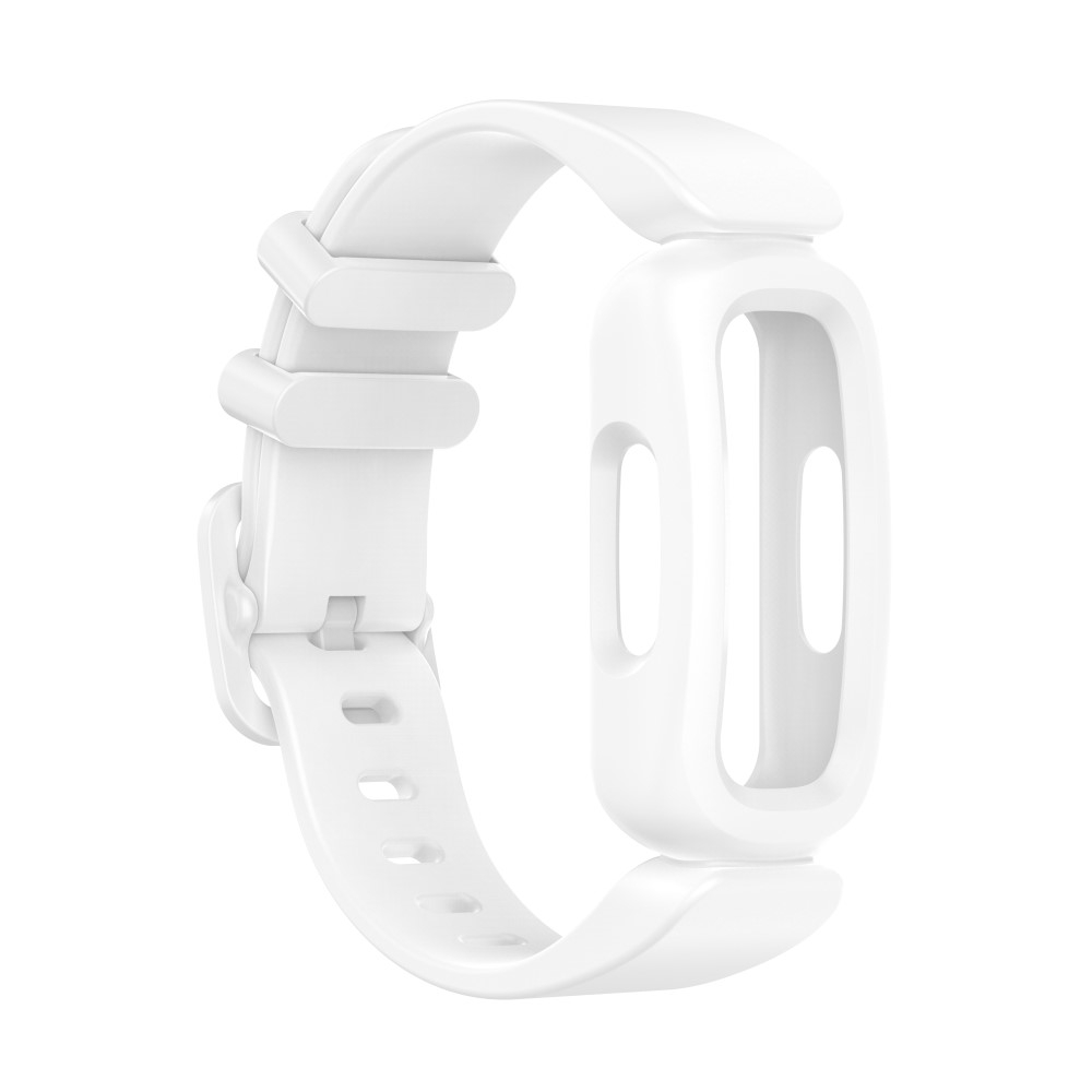 (Gr. XS) Fitbit Ace 3 / Inspire 2 / Inspire HR / Inspire Gummi Armband mit Dornschliesse (Gelenkumfang 130-200 mm) - Weiss