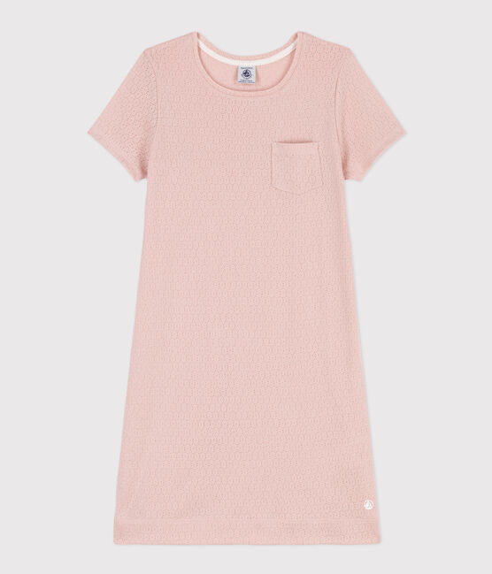 Chemise de nuit unie en coton ajouré petite fille