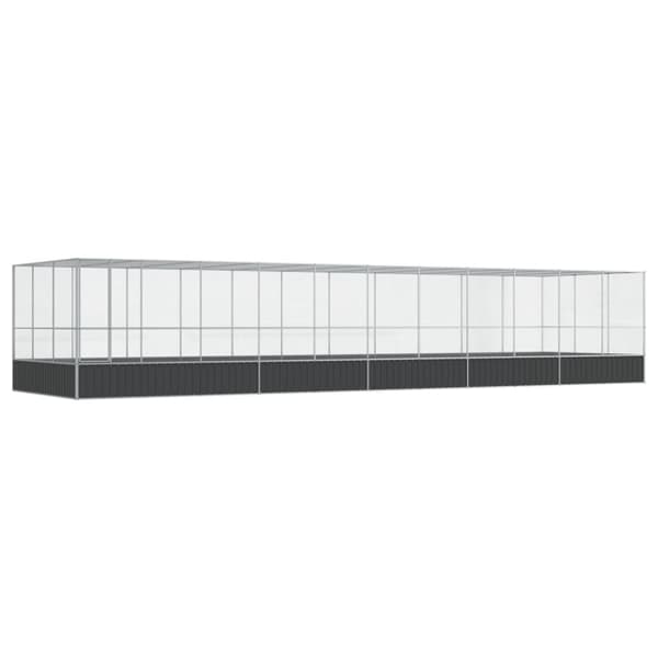 vidaXL Voliere med forlengelse sølv 1139x307x212 cm stål