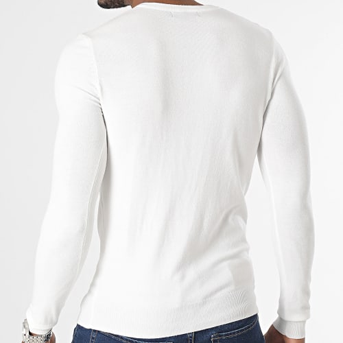 Pull Col V Blanc