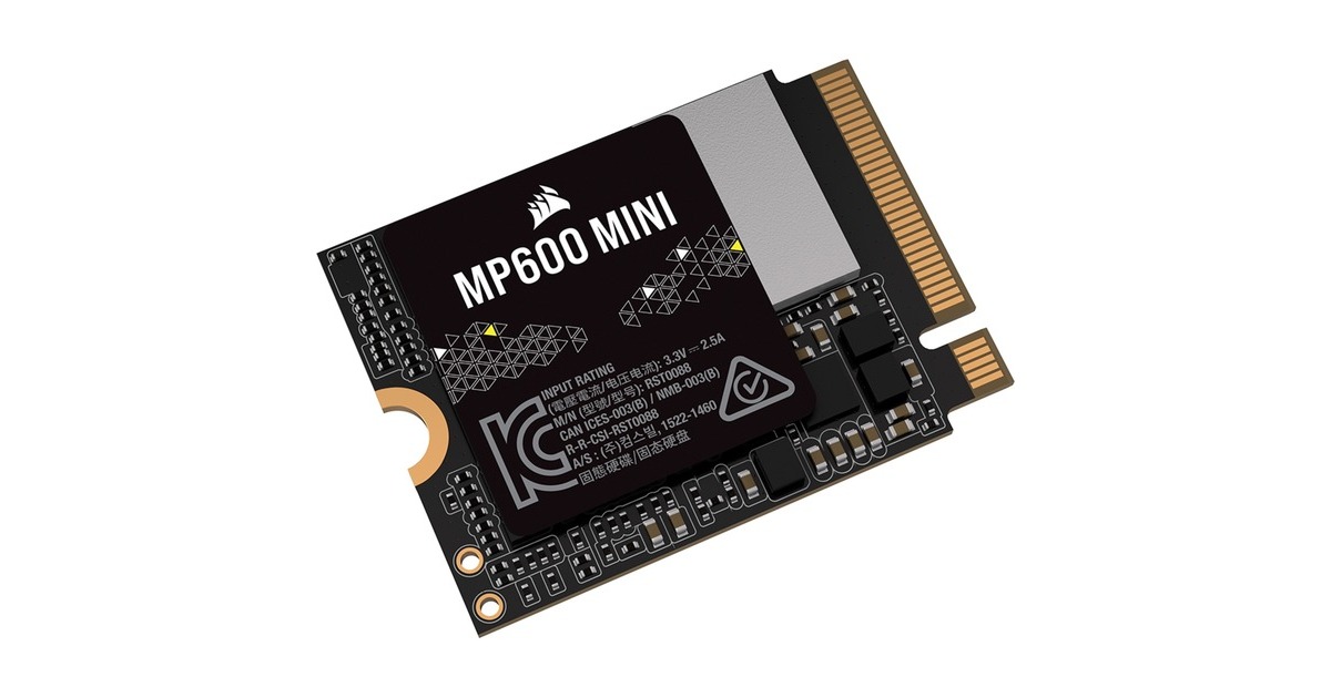 CorsairMP600 MINI 2TB SSD  (Zwart, PCIe 4.0 x4, NVMe 1.4, M.2 2230)