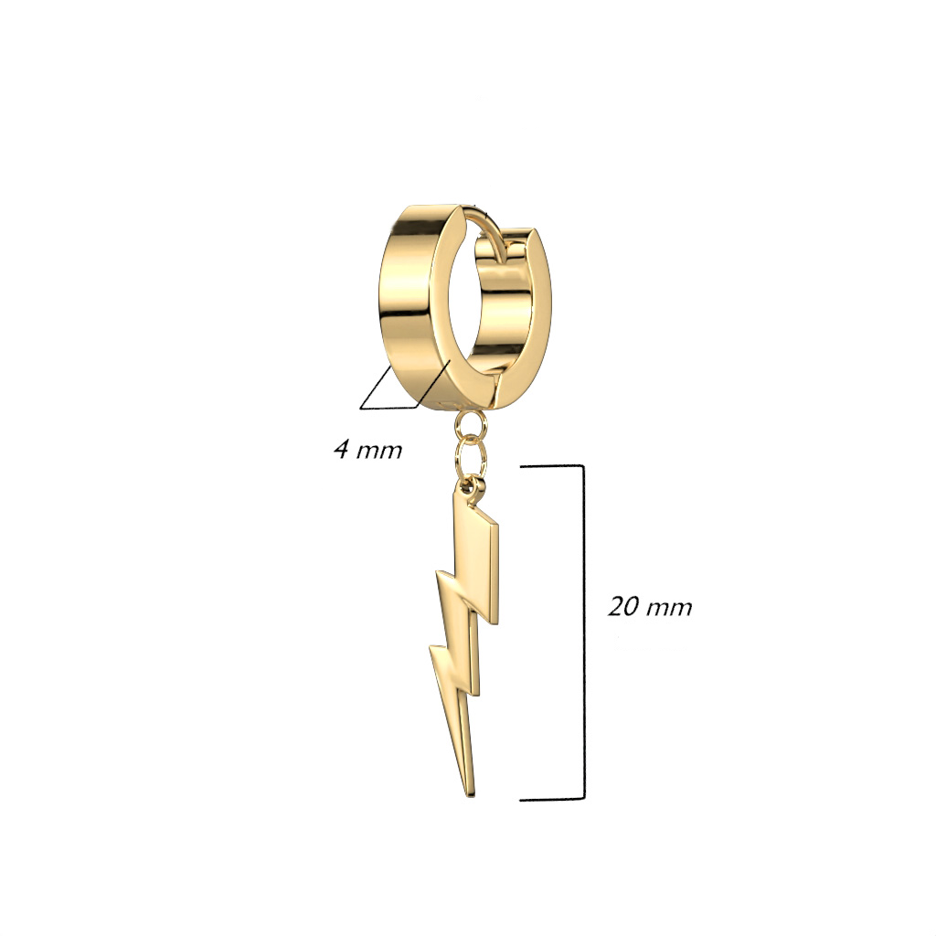 (1 Paar) Ø10mm 316L Edelstahl Ohrringe Kreolen mit Blitz Anhänger - Gold