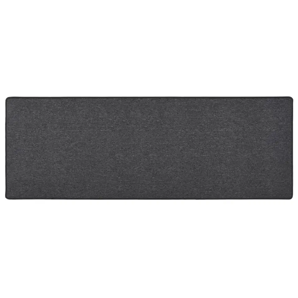 vidaXL - Vloerkleed - Antraciet - Polypropyleen - 80 x 250 cm