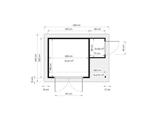 Tuinhuis Konsta Studio Set 2 met vloer 328 x 240 cm naturel