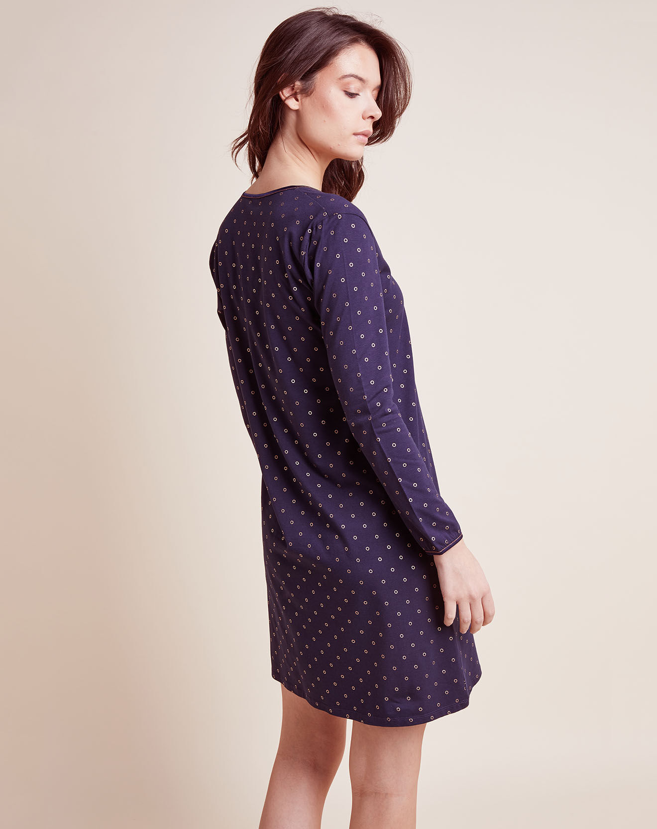 Le Chat Chemise de nuit imprimée Caline marine