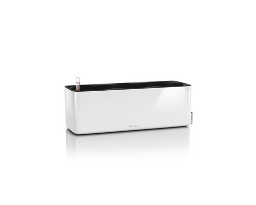 Lechuza Glossy Triple kunststof bloembak 40x14x14 cm wit incl. zelfbewateringssysteem en plantenbak