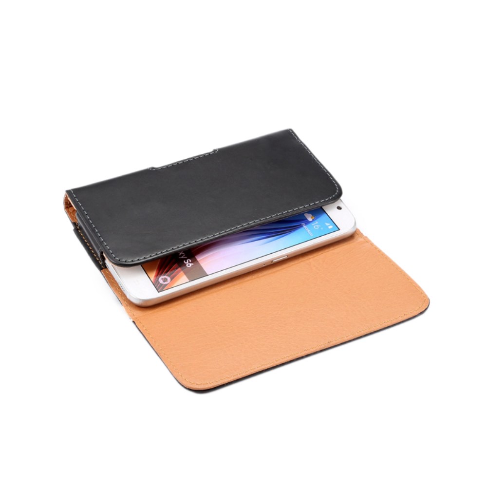 Universal Smartphone Leder Tasche mit Gürtelclip - Schwarz