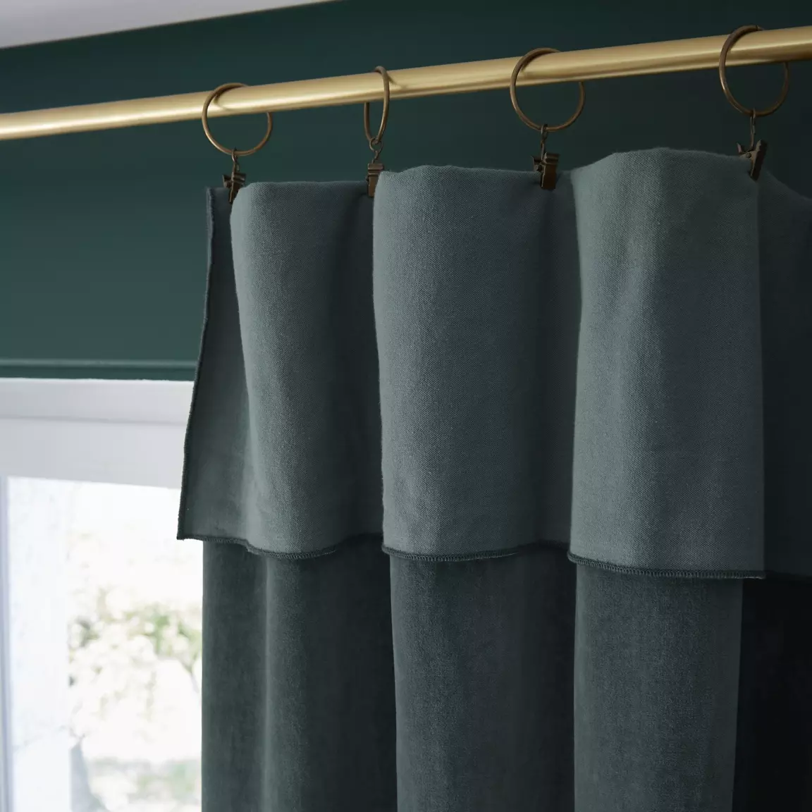 Rideau velours de coton ajustable (140 x max 270 cm) César Gris ardoise