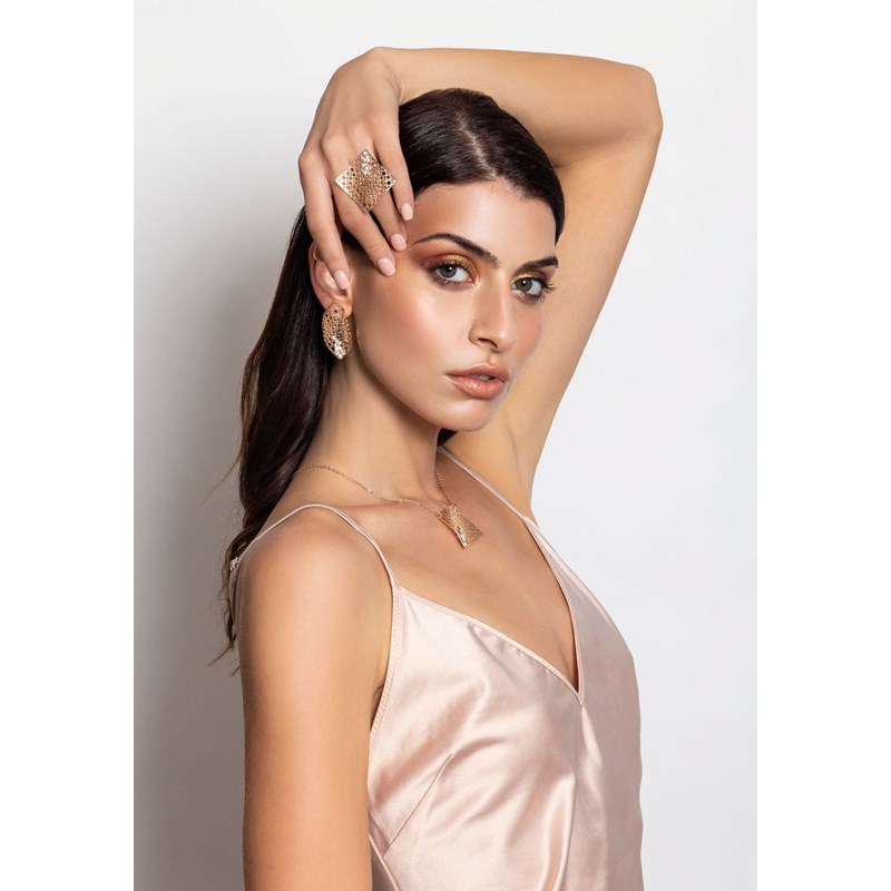 Boucles d'oreilles en plaqué argent avec métal géométrique - Bijou de créateur