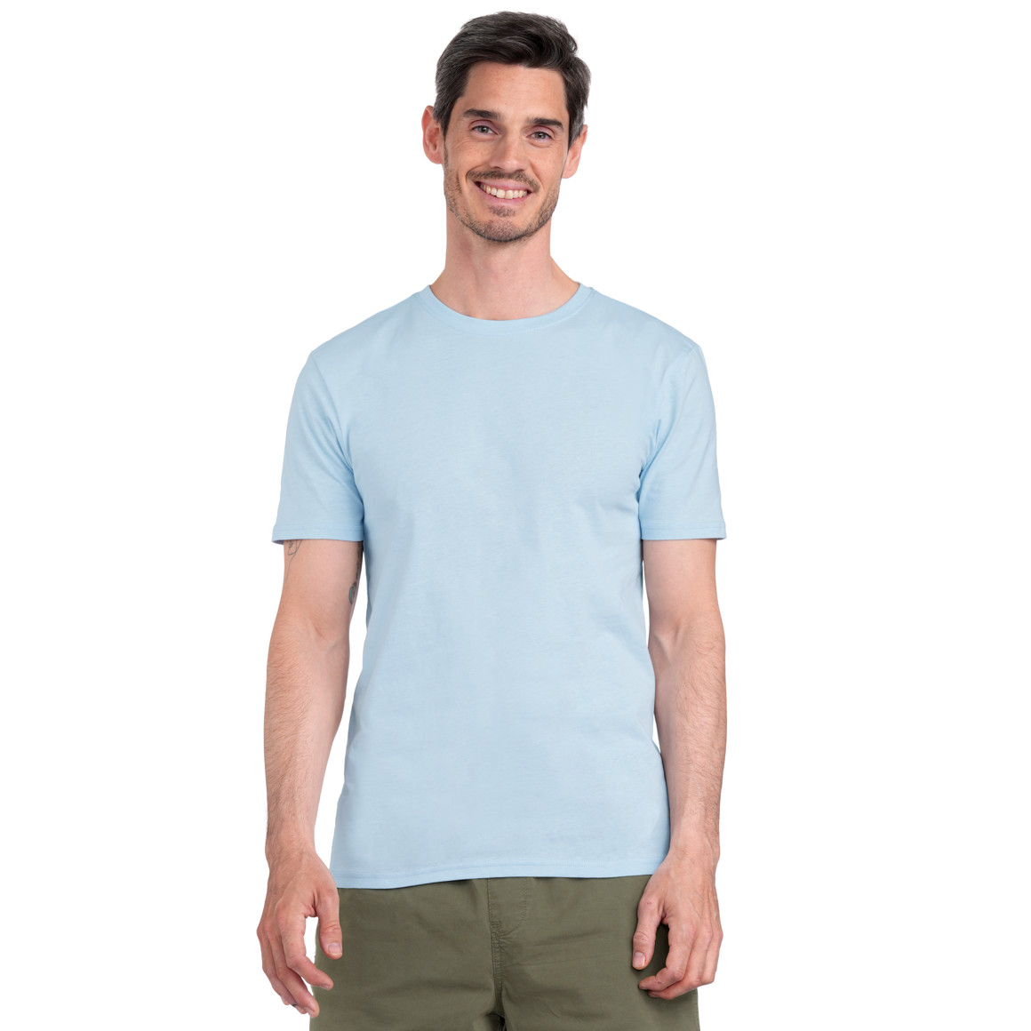 Famy 3 Herren T-Shirts unifarben hellblau / weiss / dunkelblau
