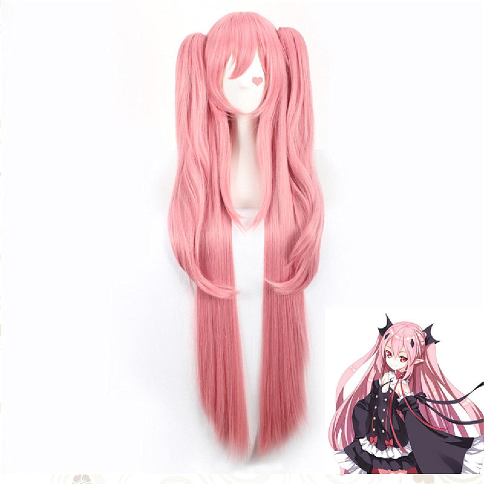 (85cm) Anime Cosplay Perücke mit Zöpfe Krul Tepes Fasnacht Kostüm Zubehör Motto Party / Halloween Accessoire inkl. Haarnetz - Pink