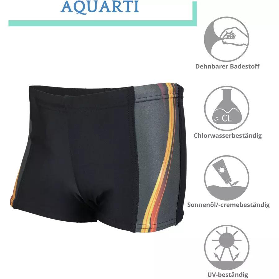 Aquarti Jungen Schwimmhose Kontrastfarbige Einsätze orangeschwarz