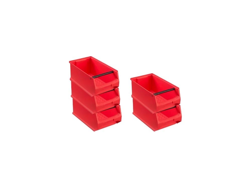 PROREGAL Value Set 5x Rode Opbergdoos 4.1 met Handvat HxBxD 15 x 20 x 35 cm 7.2 Liter Opbergdoos