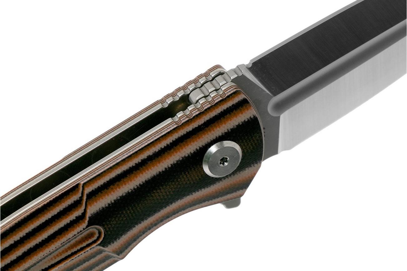 Bestech Fin BG34C-1 Satin, Black-Orange-Beige G10 zakmes