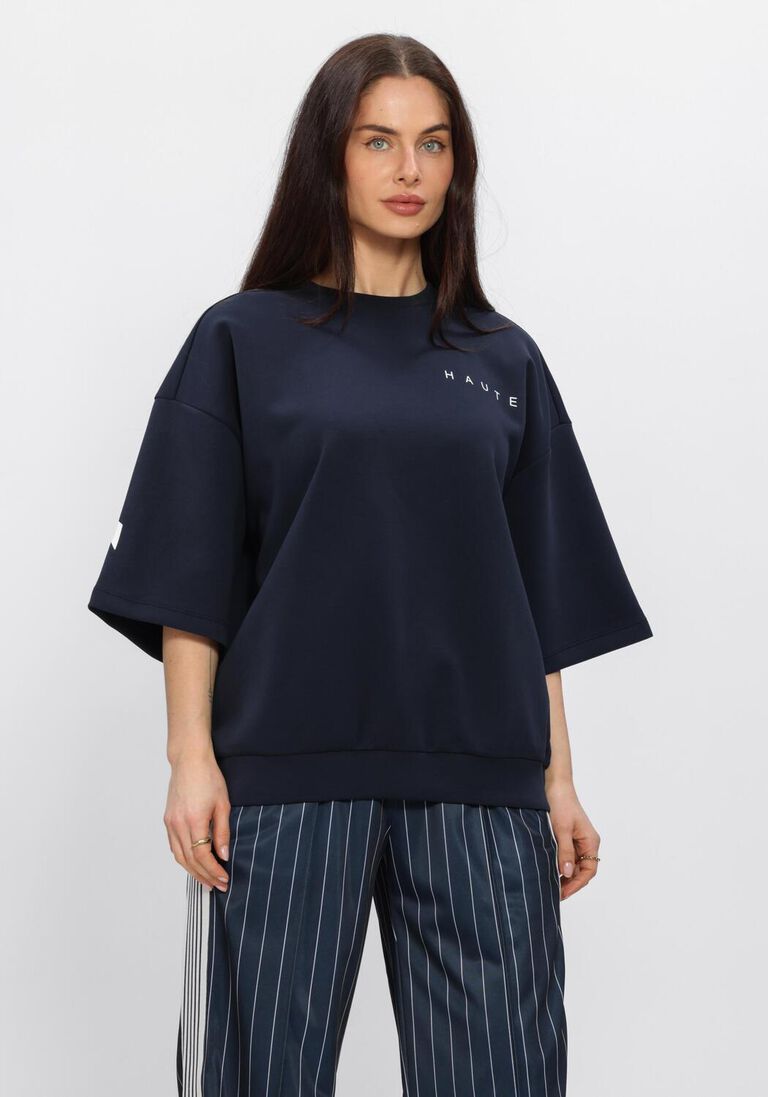 blauwe haute l'amitié tops & t-shirts maxi split ss logo sweat