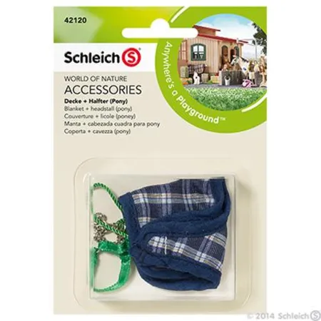 Schleich® 42120 Decke + Halfter Pony blau kariert Farm World