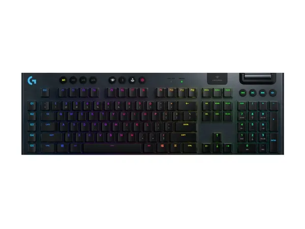 Logitech G915 LIGHTSPEED Wireless RGB Mechanical Gaming Keyboard - GL Tactile - Tastatur - bagbelyst - trådløs - Bluetooth, 2.4 GHz - Nordisk - tastkontakt: GL Tactile - sort