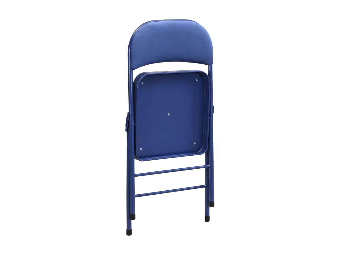 Lot de 2 chaises pliantes en velours et métal - Bleu - ORTENSIA