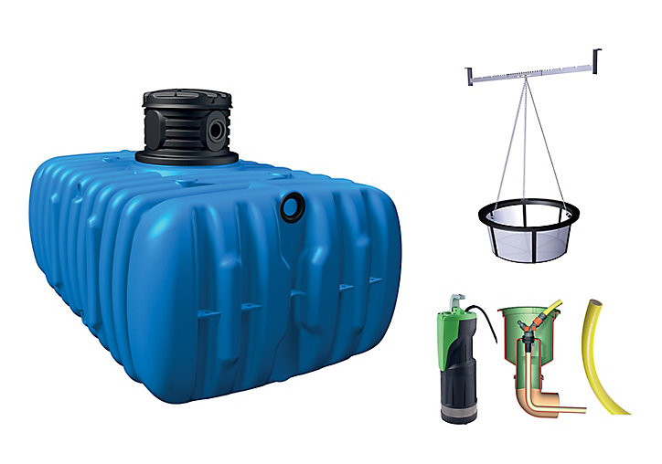 Lot récupérateur d'eau de pluie jardin confort Flat Graf 3000 L