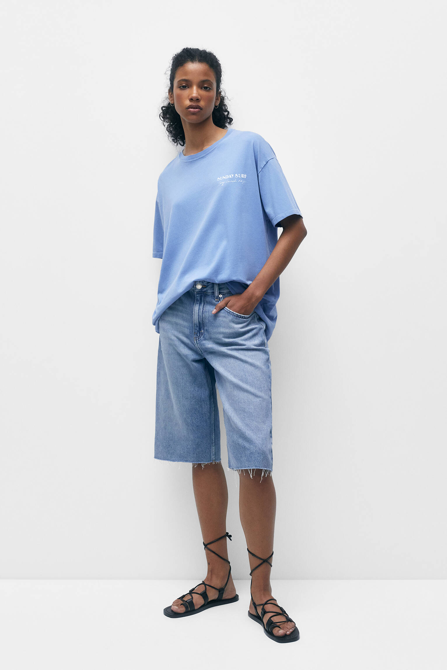 CAMISETA DE MANGA CURTA ESTAMPADA - AZUL