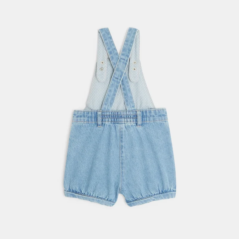 Salopette courte en jean bleue bébé fille Bleu