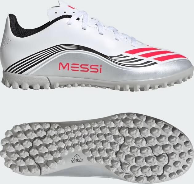 Adidas Perfor ce F50 Messi Club junior voetbalschoenen wit rood grijs