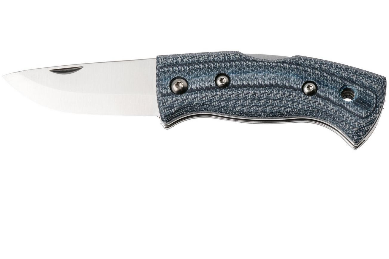Helle 761 Berget, 2002763, Satin Sandvik 12C27, Denim Micarta bushcraft zakmes