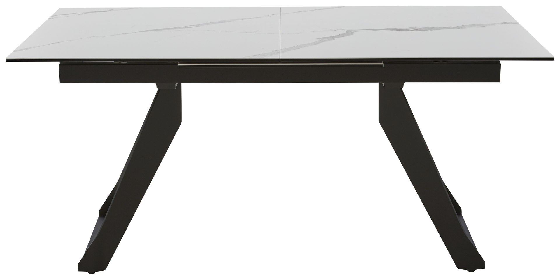 CASAVANTI Esstisch DORA 160(220) x 90 cm Keramik/Glas beige marmoriert/schwarz