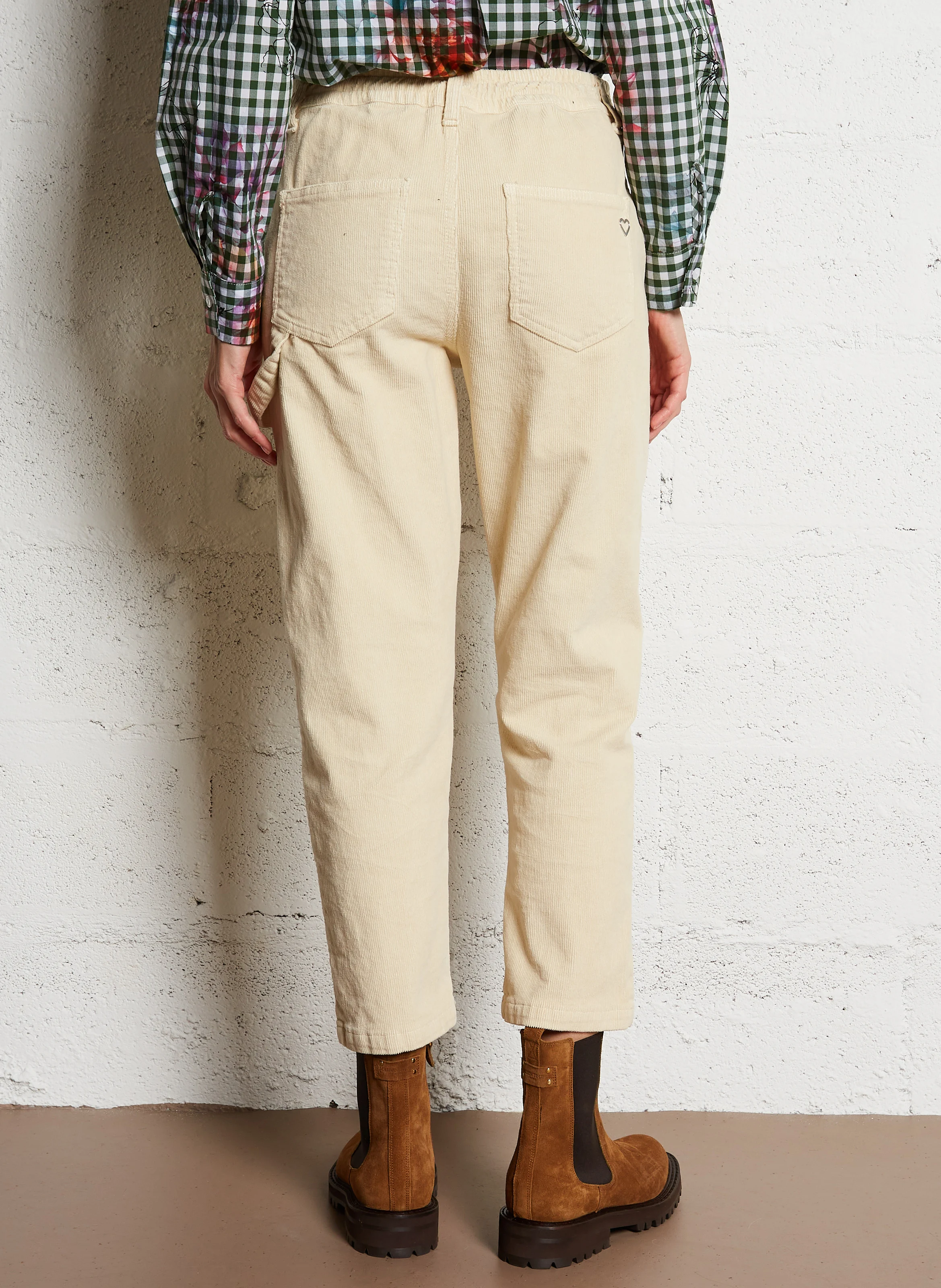 Pantalon droit en coton mélangé | Beige