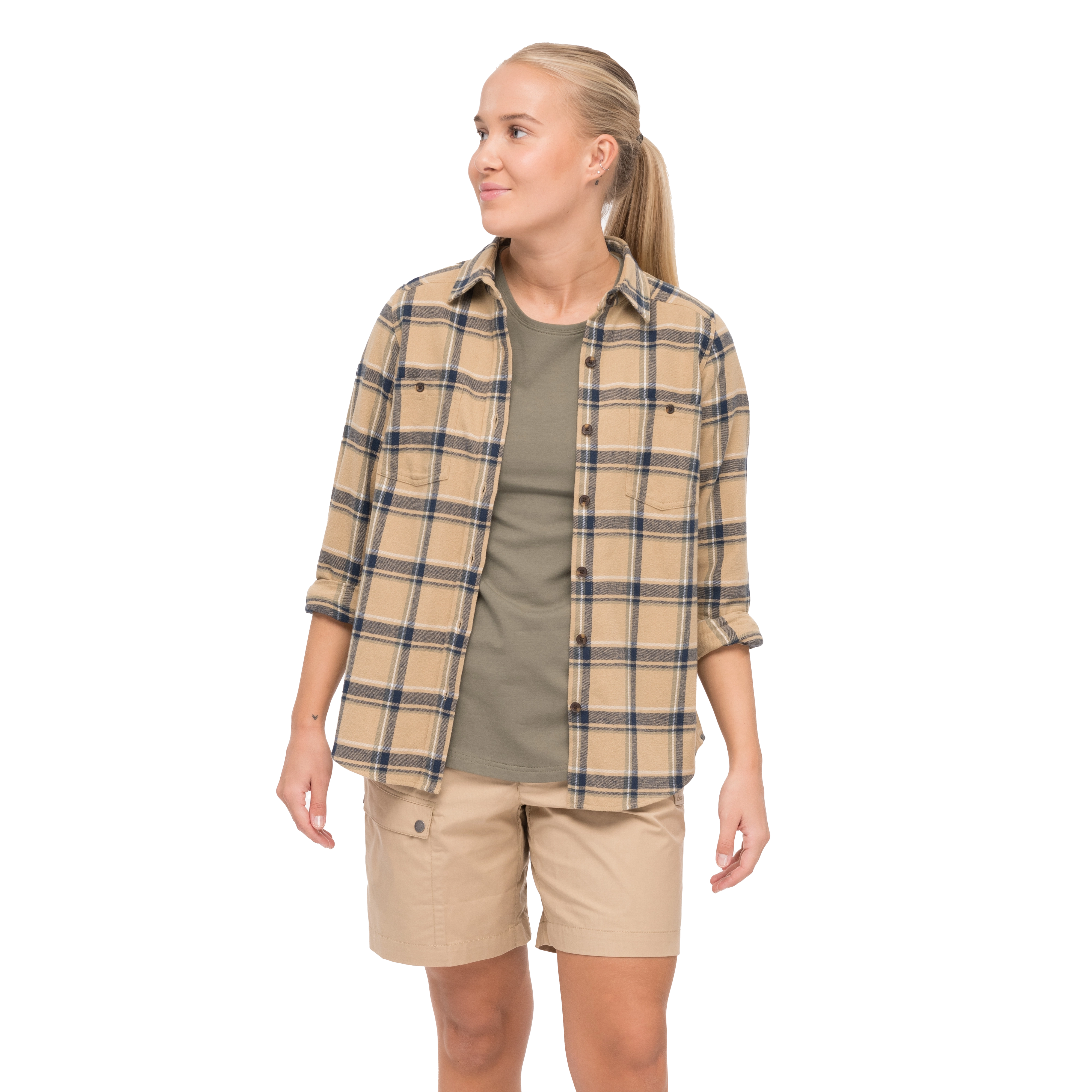 Tovdal W Shirt Warm Sand / Navy Blue Check
