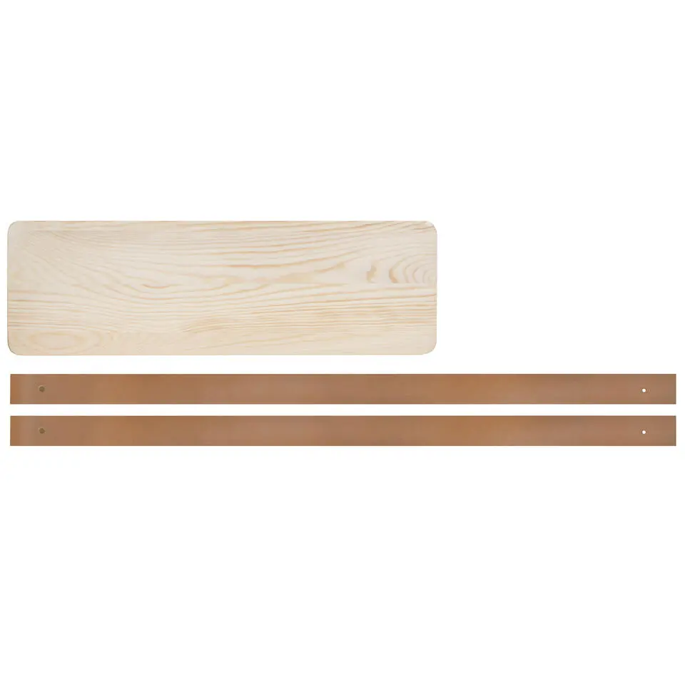 QUVIO Wandplank met PU leren bandjes - S