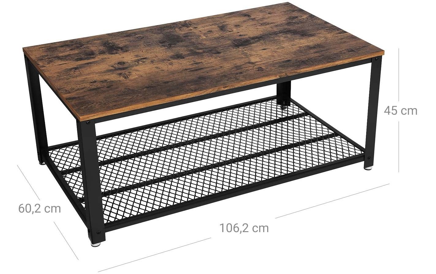 Couchtisch mit Gitterablage 106.2 x 60.2 cm<br>Sofatisch mit Eisengestell