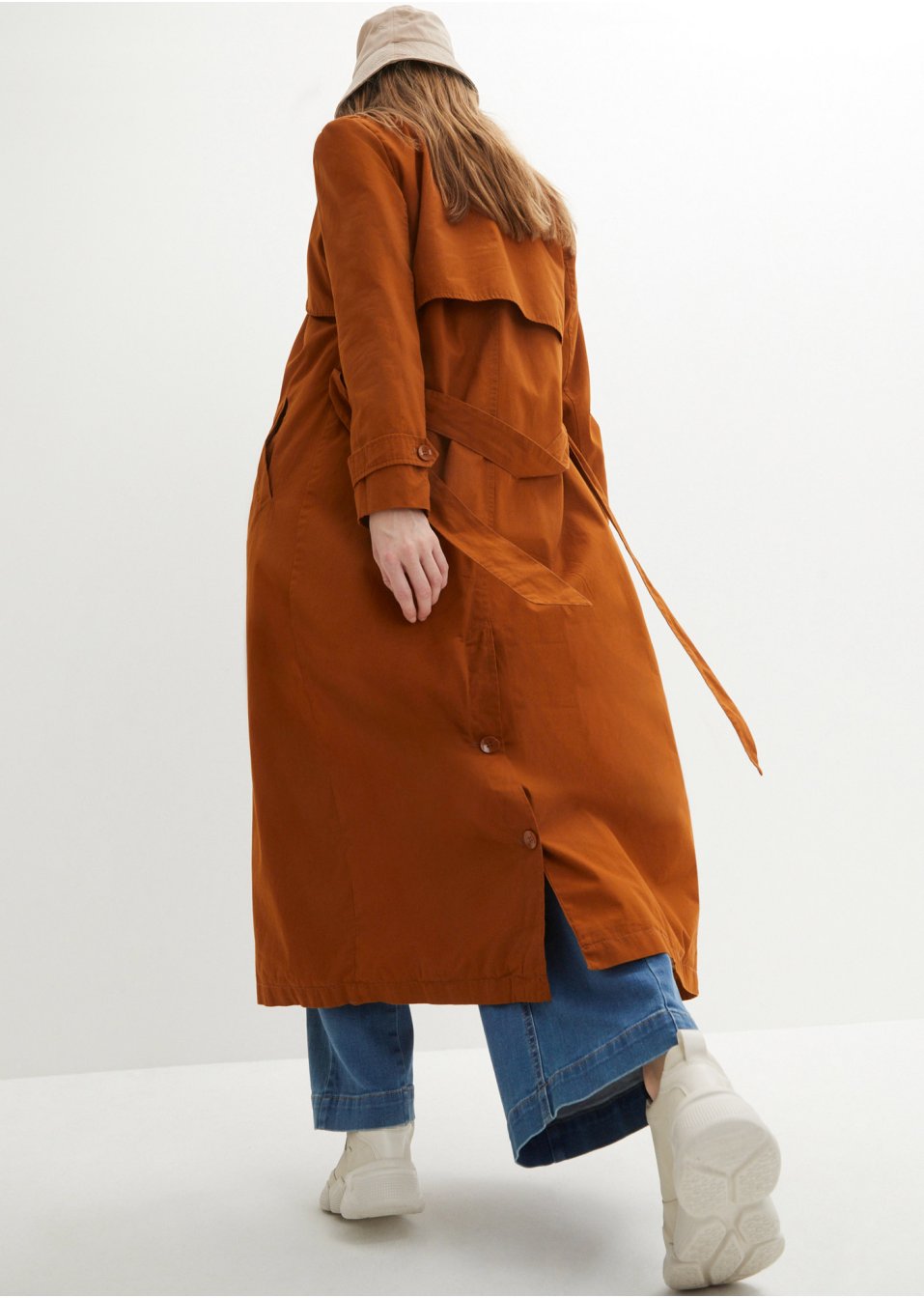 Trench-coat long et ample avec lien à nouer